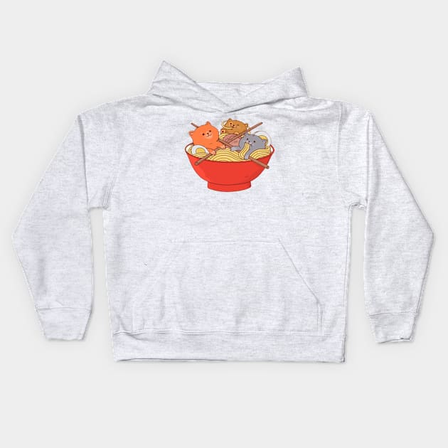 Cats Noodle Mukbang Kids Hoodie by Santy Permata